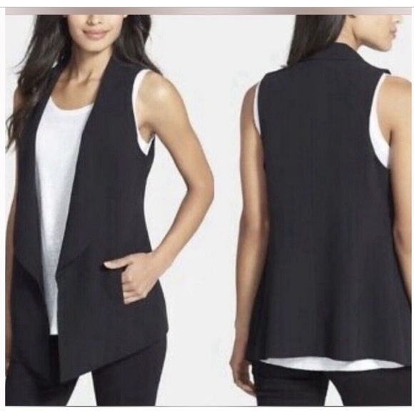 EILEEN FISHER VEST S OPEN FRONT LONG LINE SILK SHAWL COLLAR CLASSIC LUXURY CHIC - Picture 1 of 11